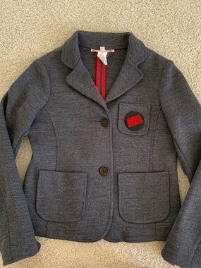 Bonpoint Grey Blazer with London Bus Button Size 8